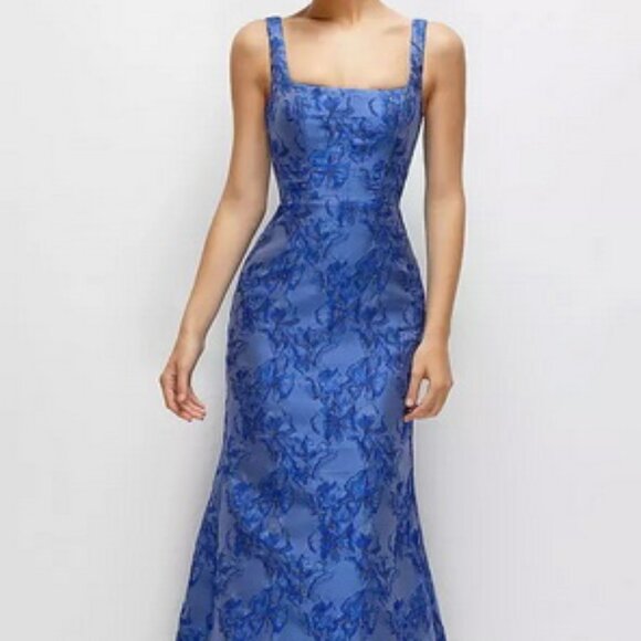 Dessy Collection Cobalt Jacquard Metallic Jacquard Gown 3174CFM - Picture 1 of 6